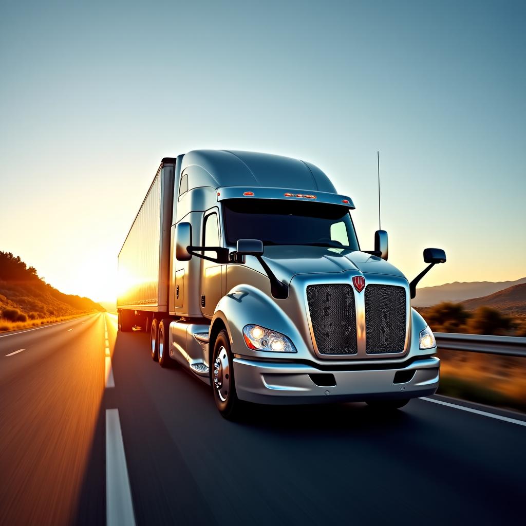 Commercial truck on high-speed California highway